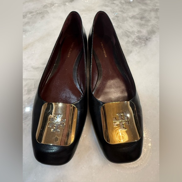 Tory Burch Shoes - Tory Burch Black Flats with Gold Emblem